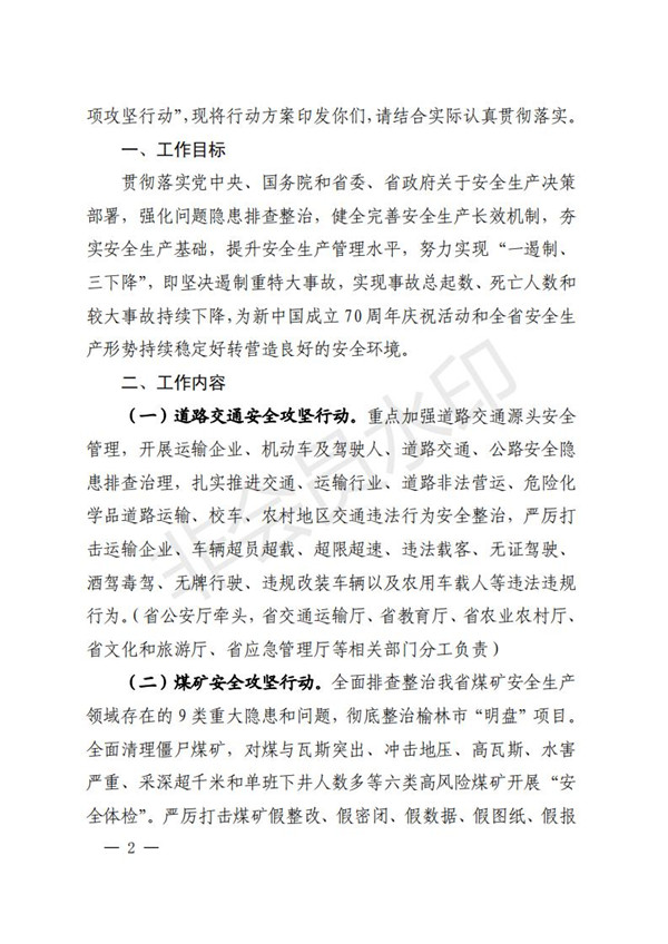陕西省清静生产委员会关于印发全省蹊径交通煤矿危险化学品建设工程都会消防清静五项攻坚行动方案的通知-易彩堂官网
