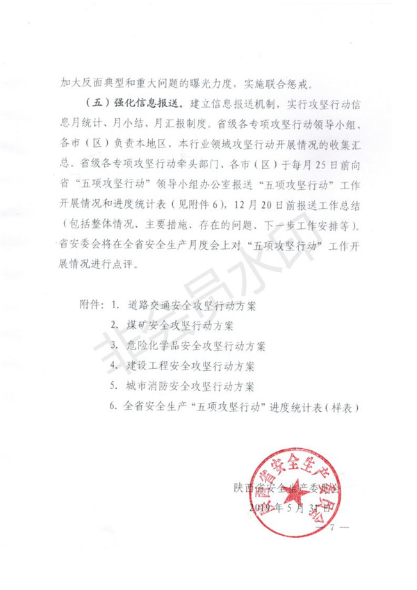 陕西省清静生产委员会关于印发全省蹊径交通煤矿危险化学品建设工程都会消防清静五项攻坚行动方案的通知-易彩堂官网
